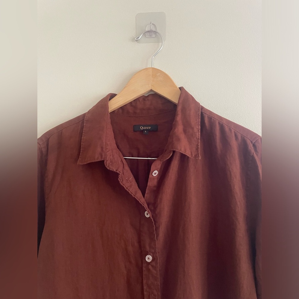Quince Brown Linen Button Down Shirt - Picture 3 of 8
